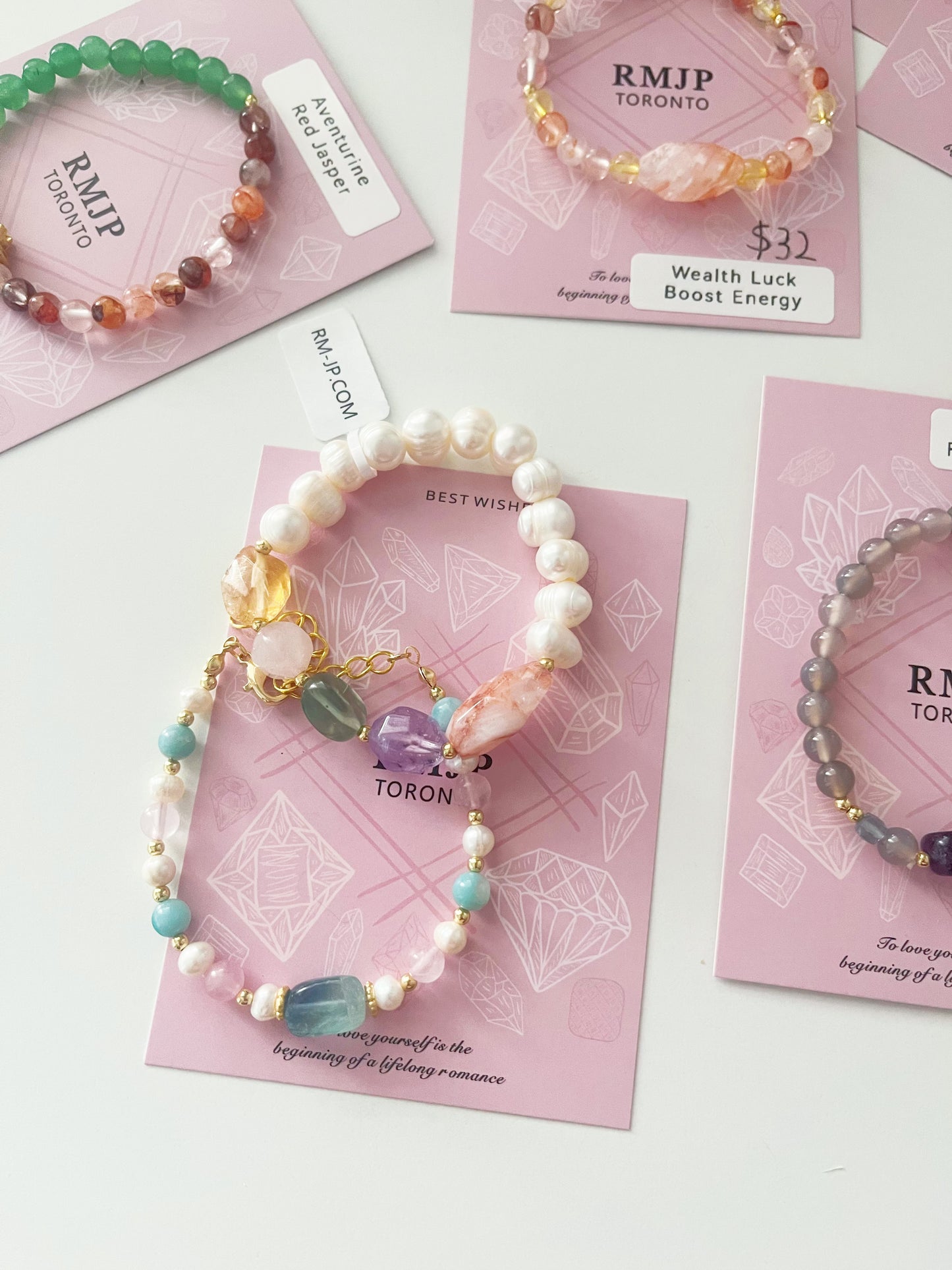 Multiple Crystal Pearl Bracelet