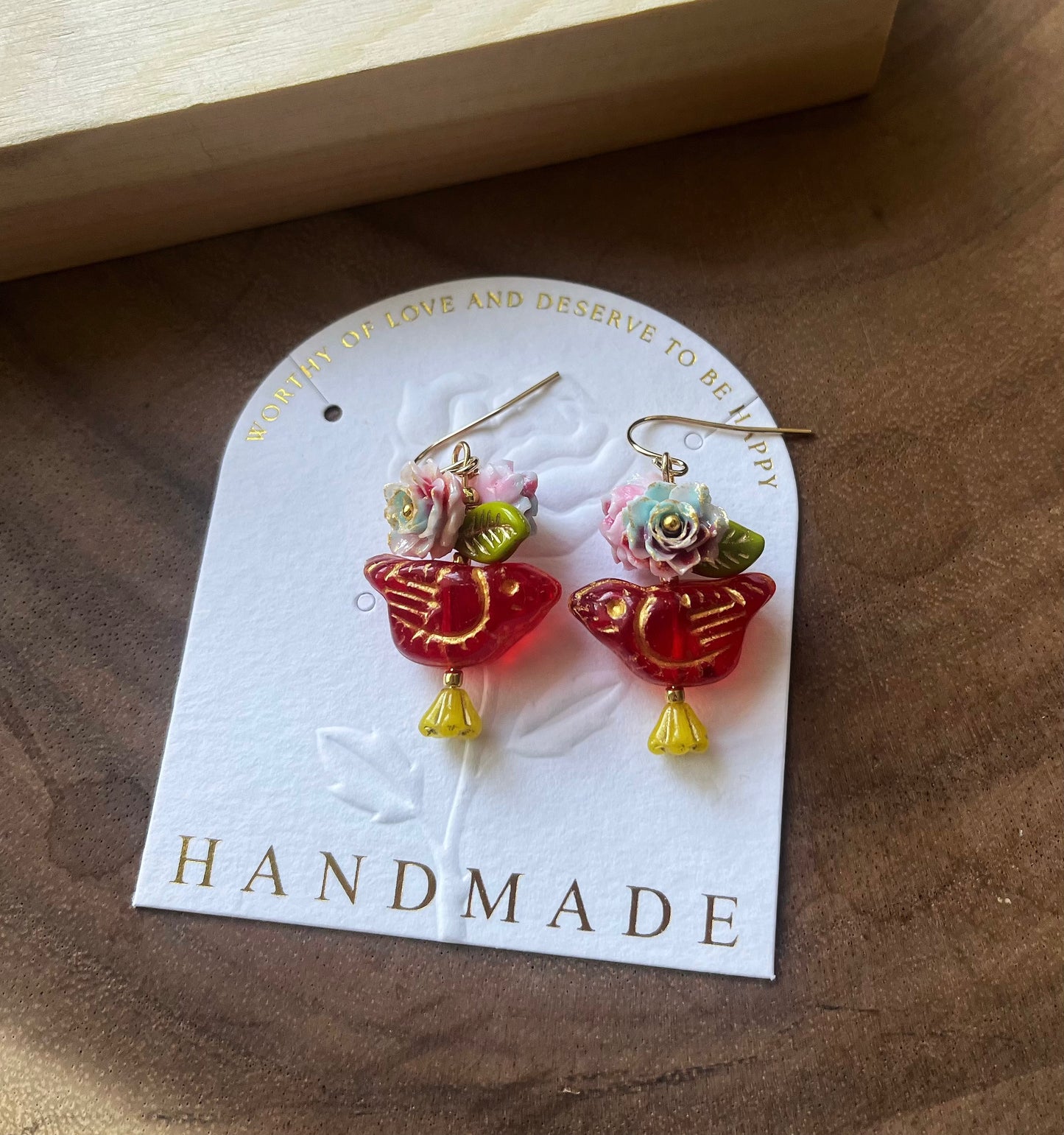 Red Bird Glass Earrings