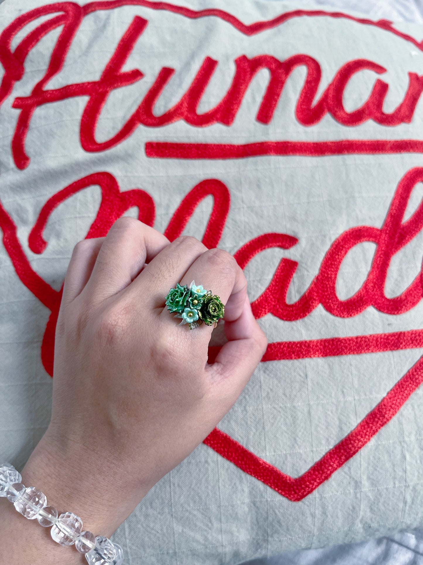 Green Floral Ring