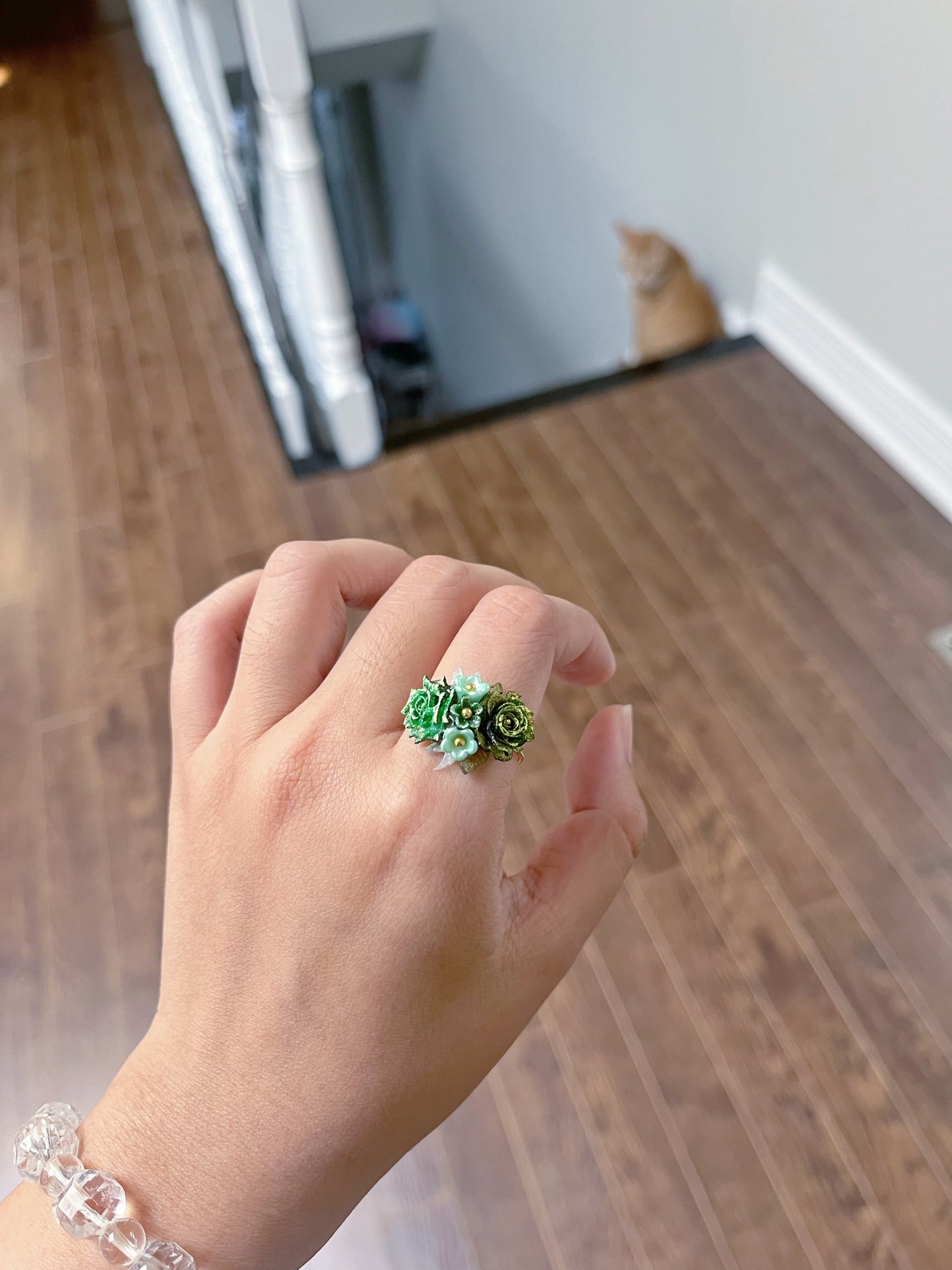 Green Floral Ring