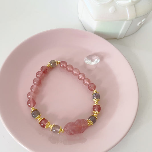 Strawberry Quartz And Moonstone Bracelet