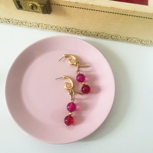 Vintage 1980s Pink Resin Earrings