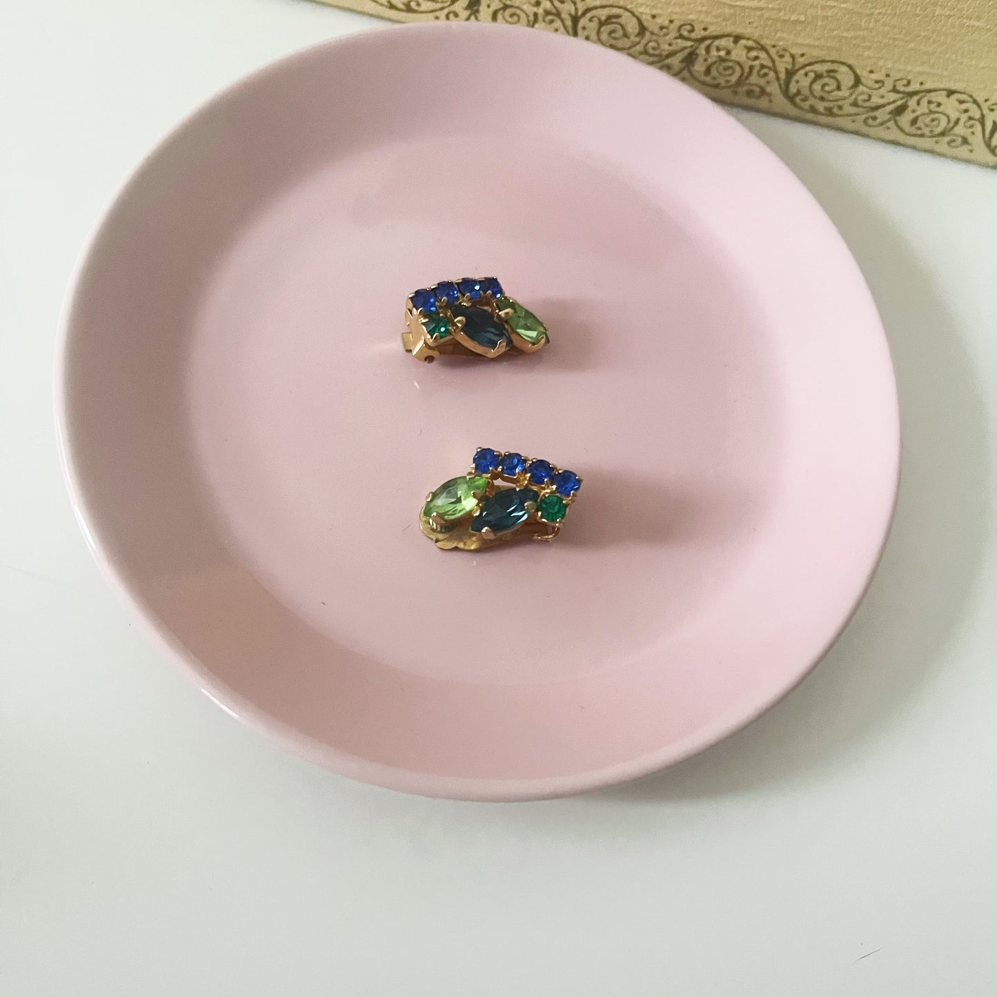 Vintage 1940s Blue Rhinestone Ear clips