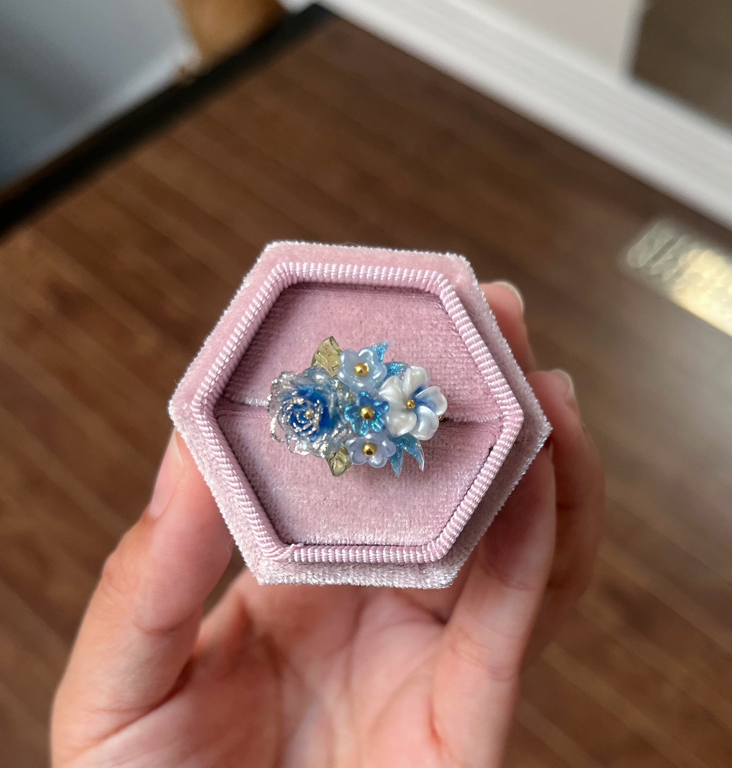 Blue Floral Ring